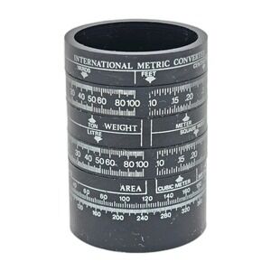 Vintage 1970 Universal Circle Metric Converter Pencil Holder Caddy Black 4 Inch